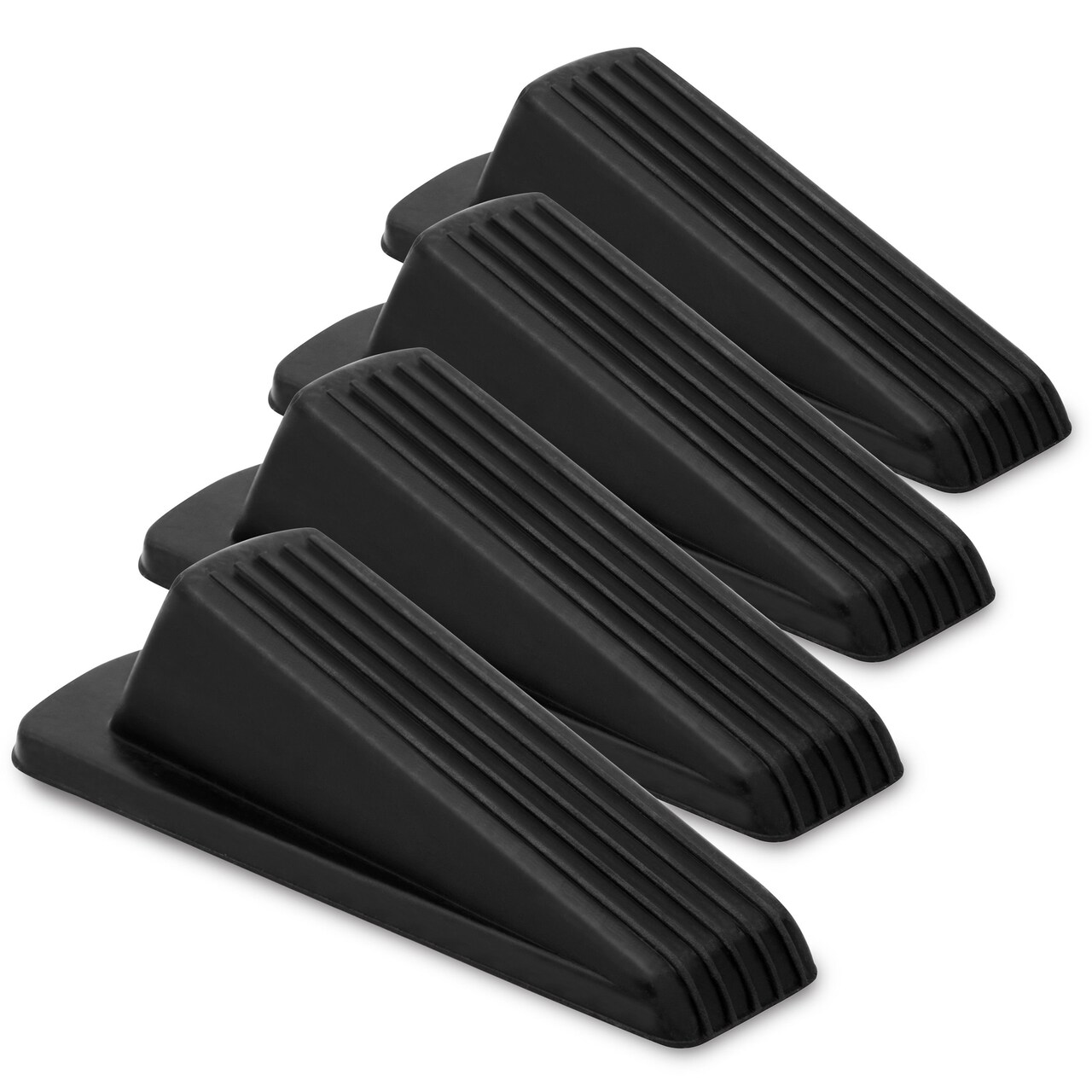 12 Pack Heavy Duty Rubber Door Stopper Wedge for Carpet, Wood - Stackable Bottom of Door Stops for Tile, Floor (Black, 5 In)